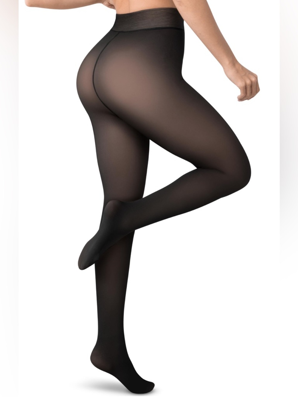 Vosda Fleece Lined Tights Pantyhose Women’s Size M Brown Faux Sheer Look Winter